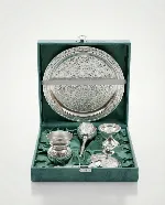 Silver-plated puja thali set 