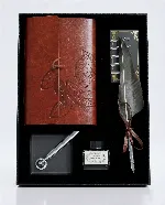 vintage-style feather quill calligraphy set 