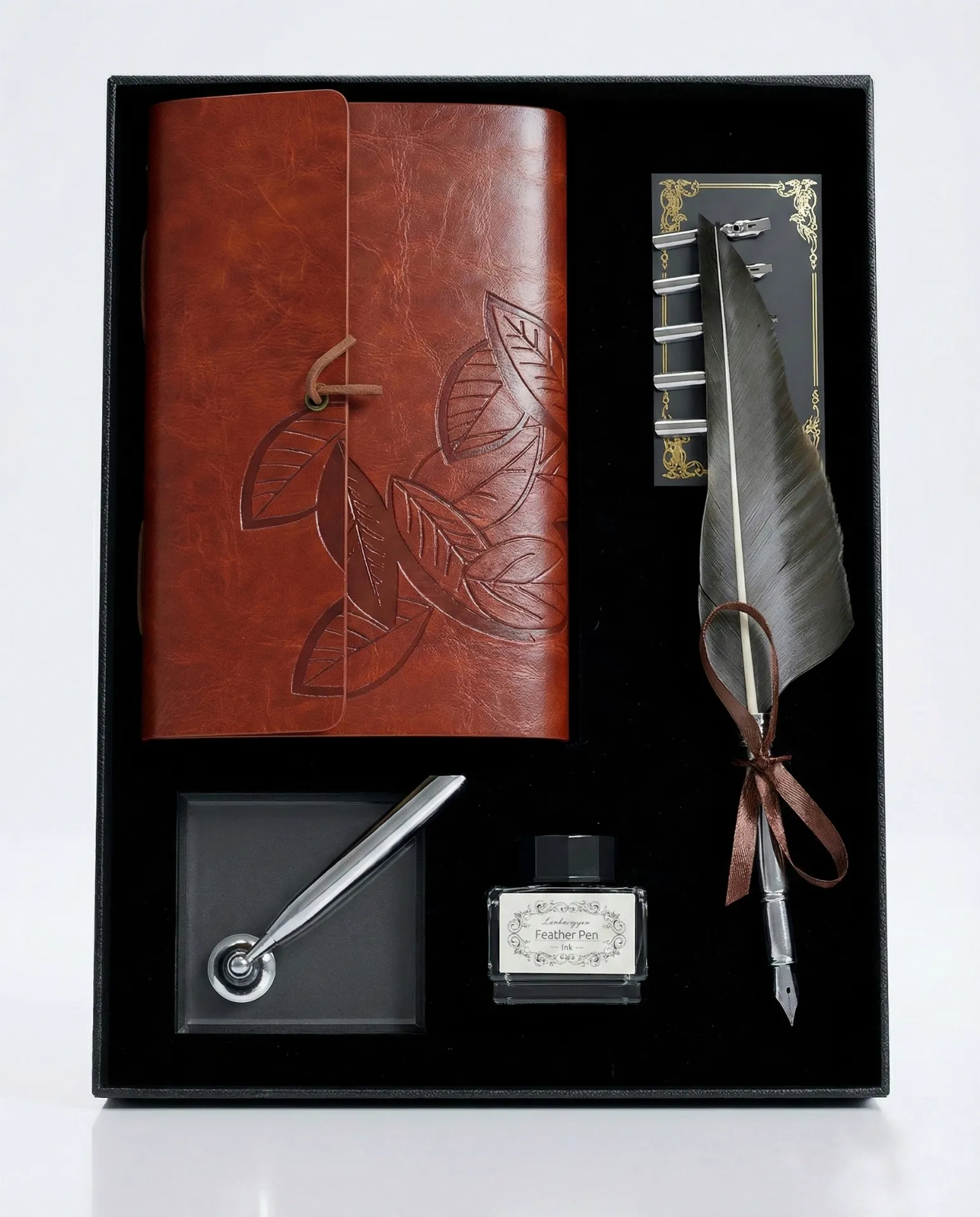 vintage-style feather quill calligraphy set 