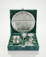 Silver-plated puja thali set 