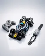    "RISE X" branded R/C (remote-control) stunt car   