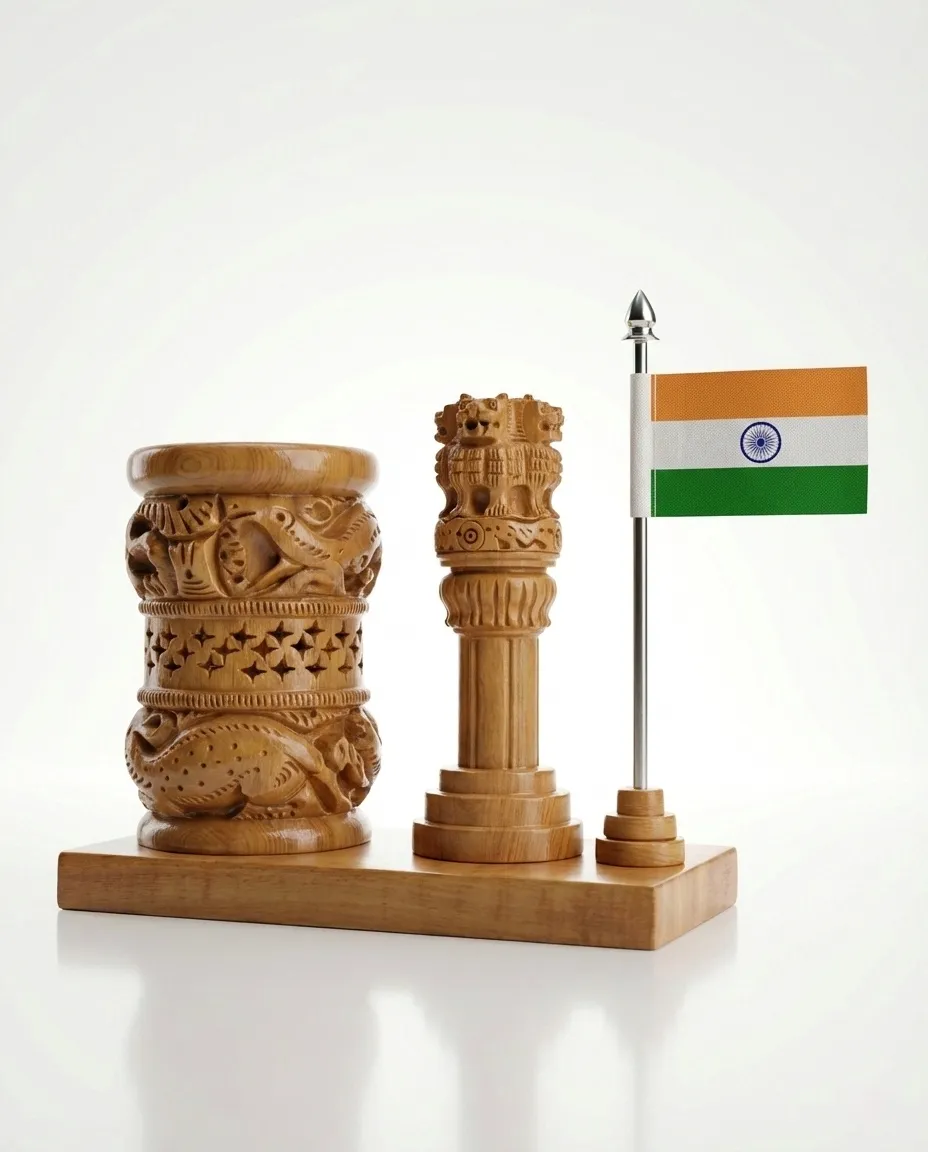  Handcrafted wooden desk organizer  