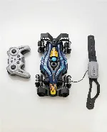    "RISE X" branded R/C (remote-control) stunt car   
