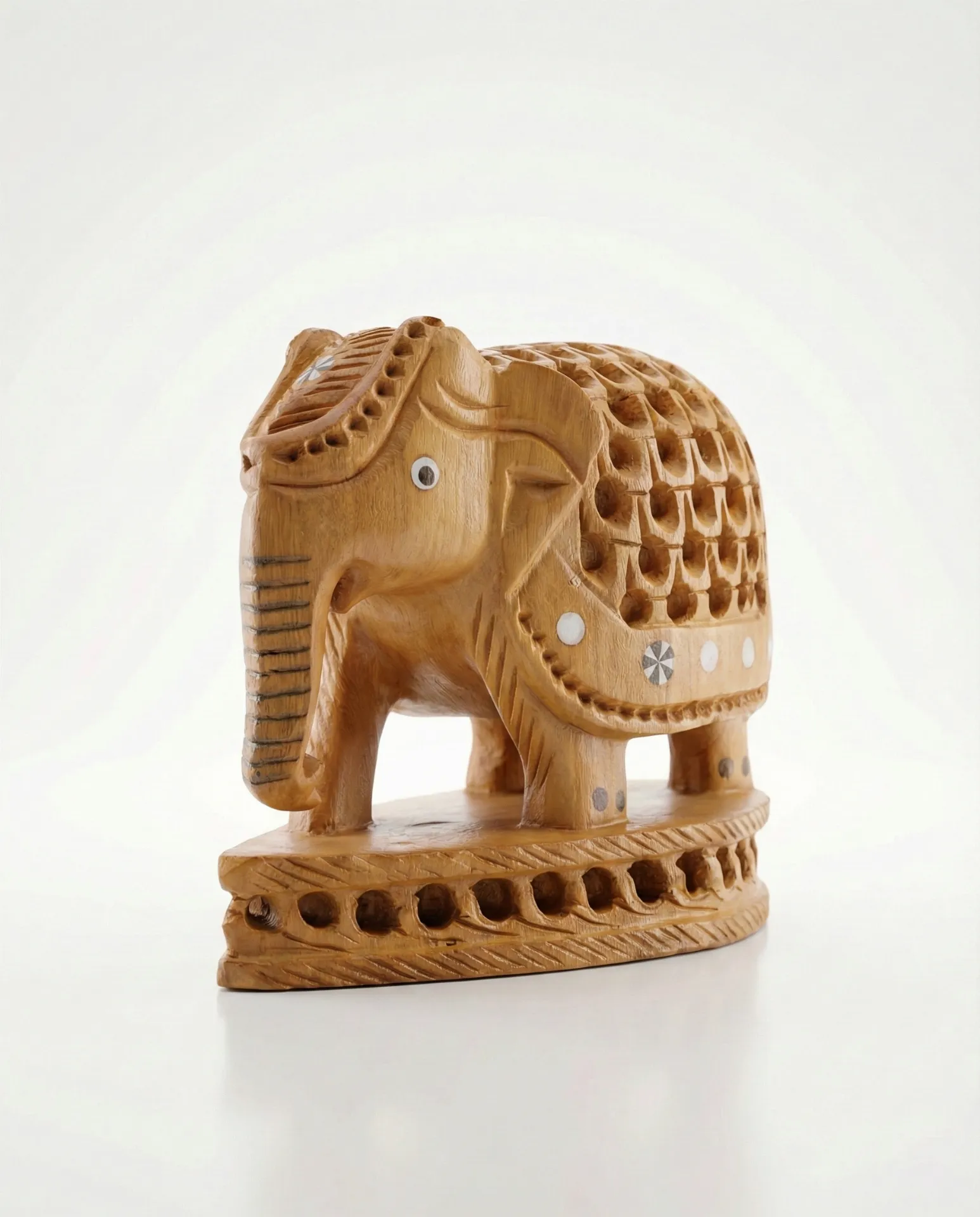  Handcrafted wooden "undercut"  with base elephant showpiece 
