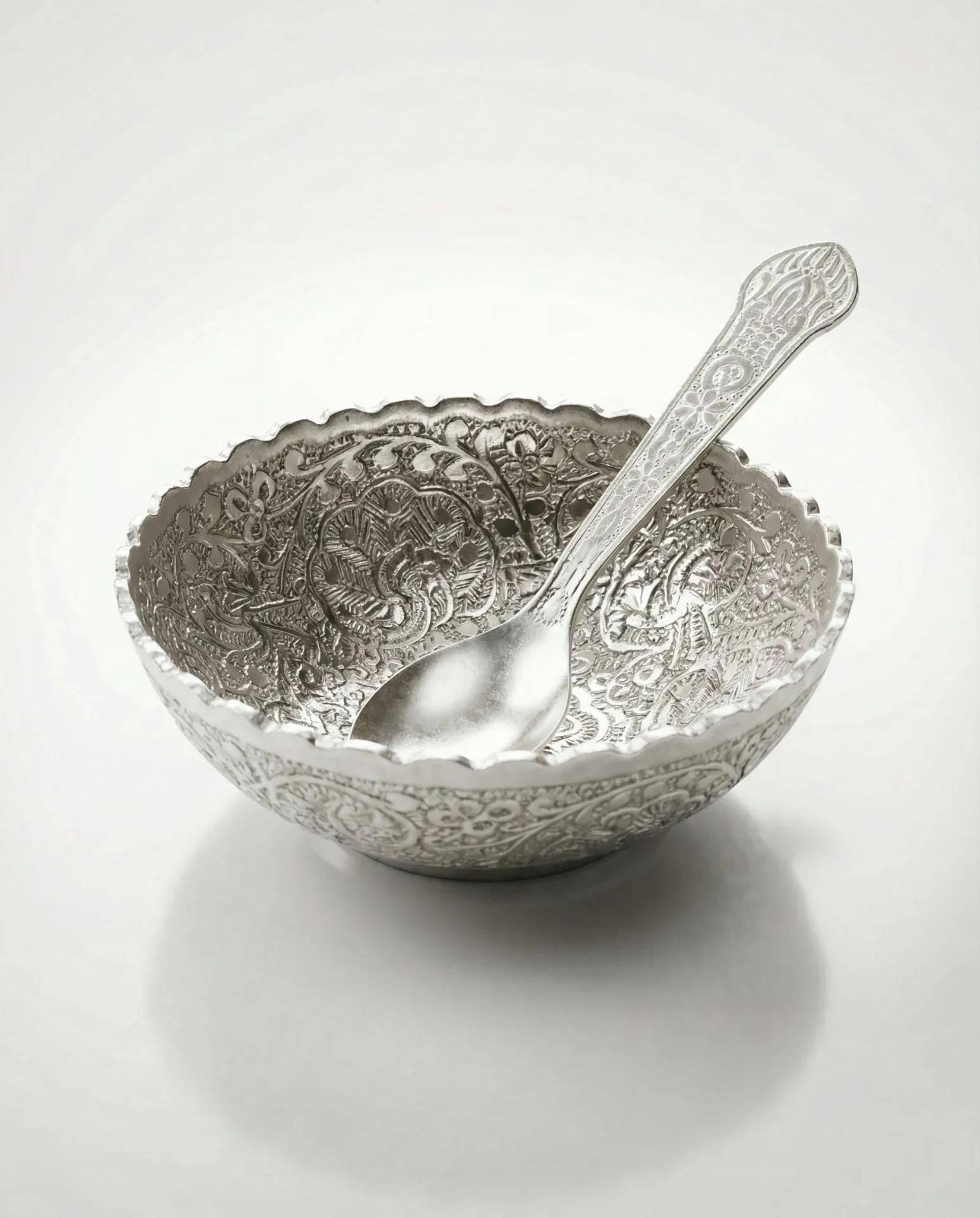 German silver single bowl and spoon set 