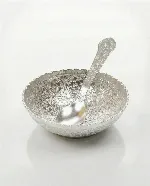 Silver-plated (or German silver) bowl and spoon set 