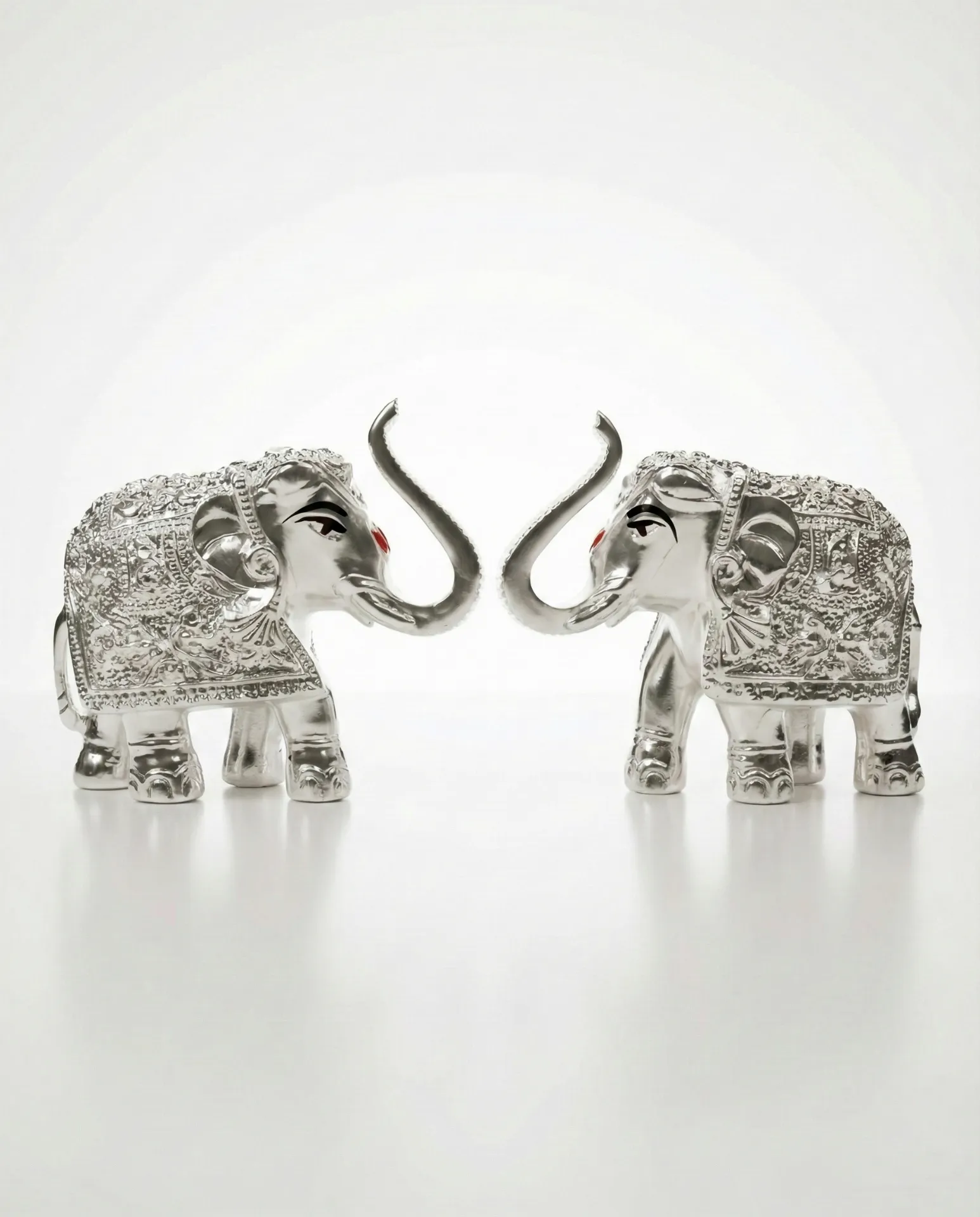 Silver-plated elephant showpieces 